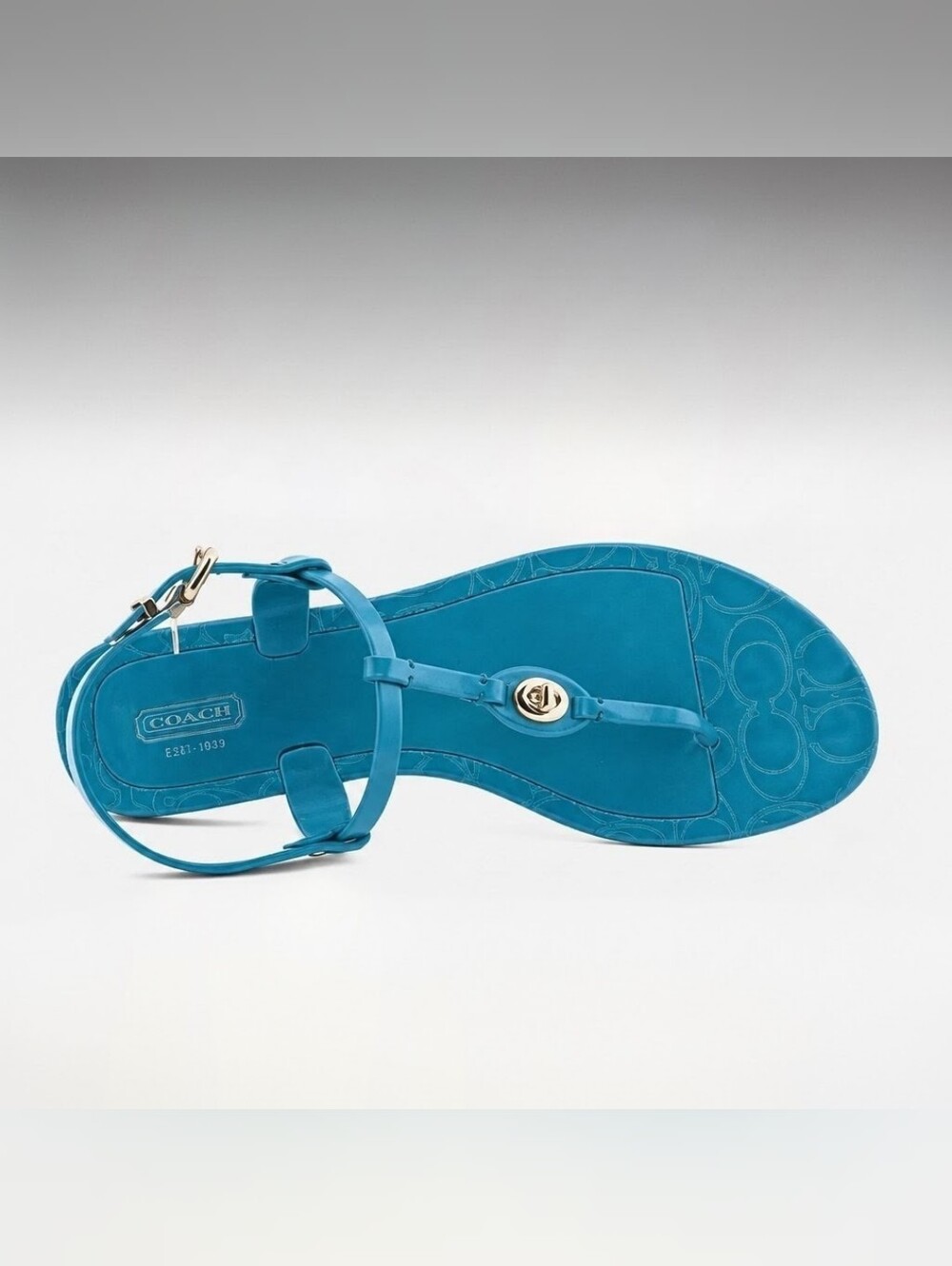 COACH Pier Jelly Thong Sandals in Teal Blue Size 6